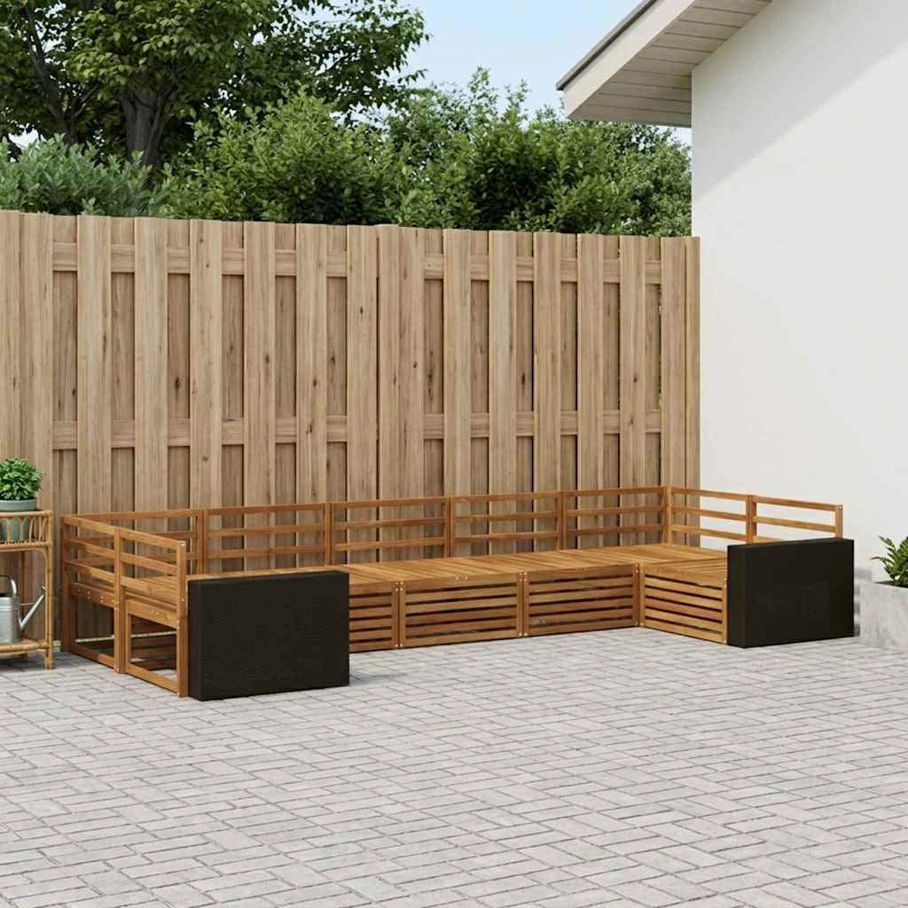 Set di divani da esterno 7 pz Naturale Legno di Acacia Massello 3383812