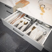 Cassetto da cucina espandibile 23-83 cm - 12 contenitori - facile da pulire - plastica - bianco - fissa - posizionamento utensili