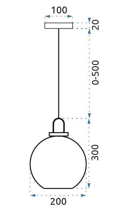 Lampada Da Soffitto Sospensione Sfera Di Vetro 20cm APP629-1CP