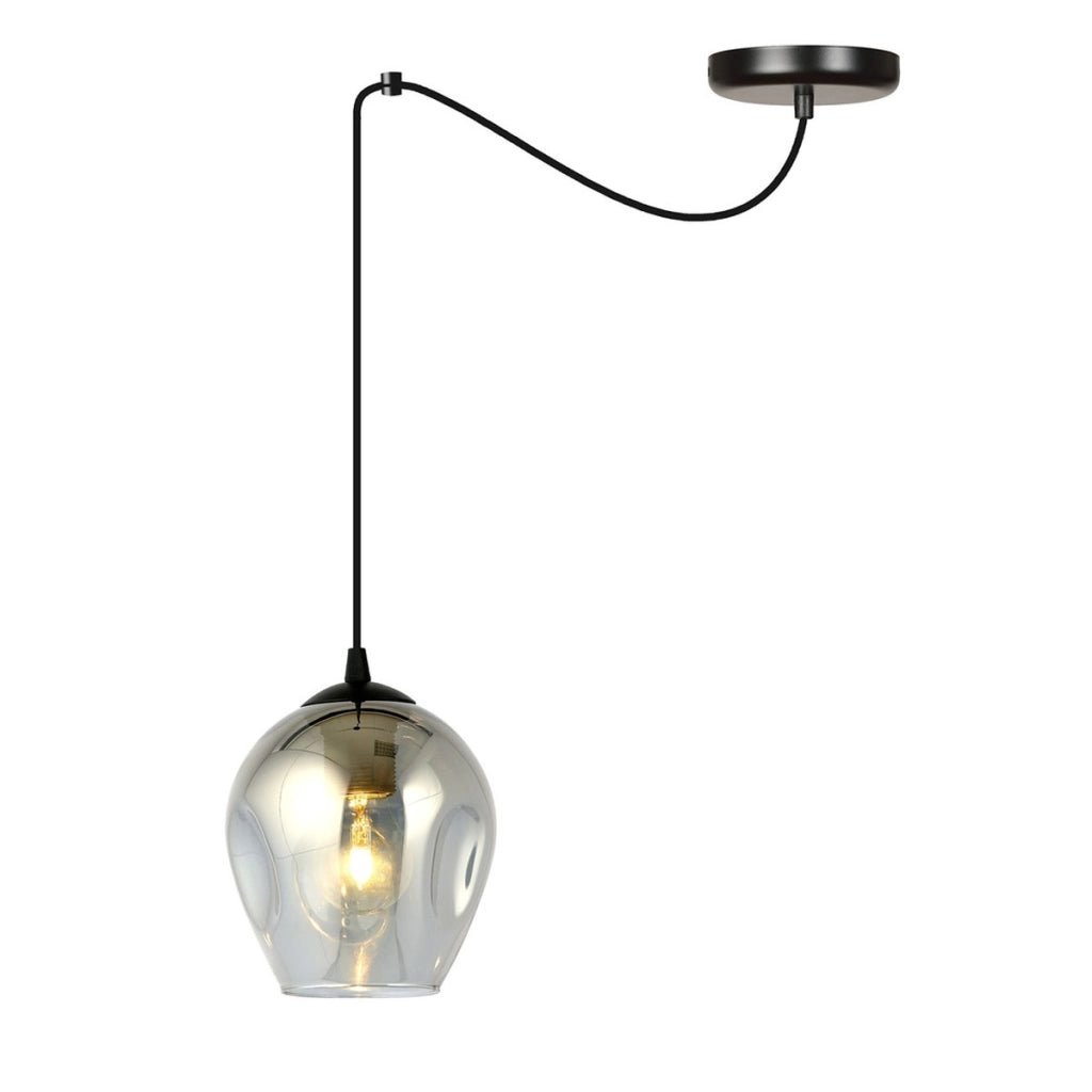 Lampada a sospensione LEVEL in acciaio nero e vetro grafite