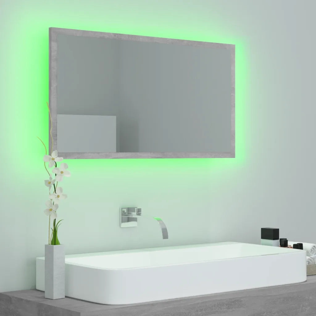 Specchio da Bagno LED Grigio Cemento 80x8,5x37 cm in Truciolato cod mxl 69325