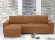 Copridivano Con Penisola Chaise Longue Tinta Unita Arancio Mod Capri - Sinistra - Arancio