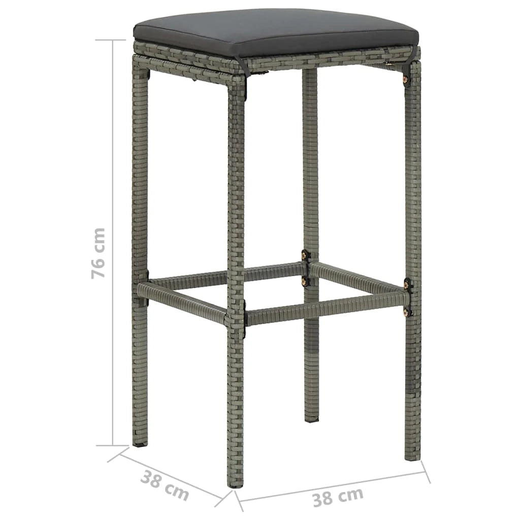 Set da bar da giardino 5 pezzi e cuscini in resina intrecciata grigia 02_0014501