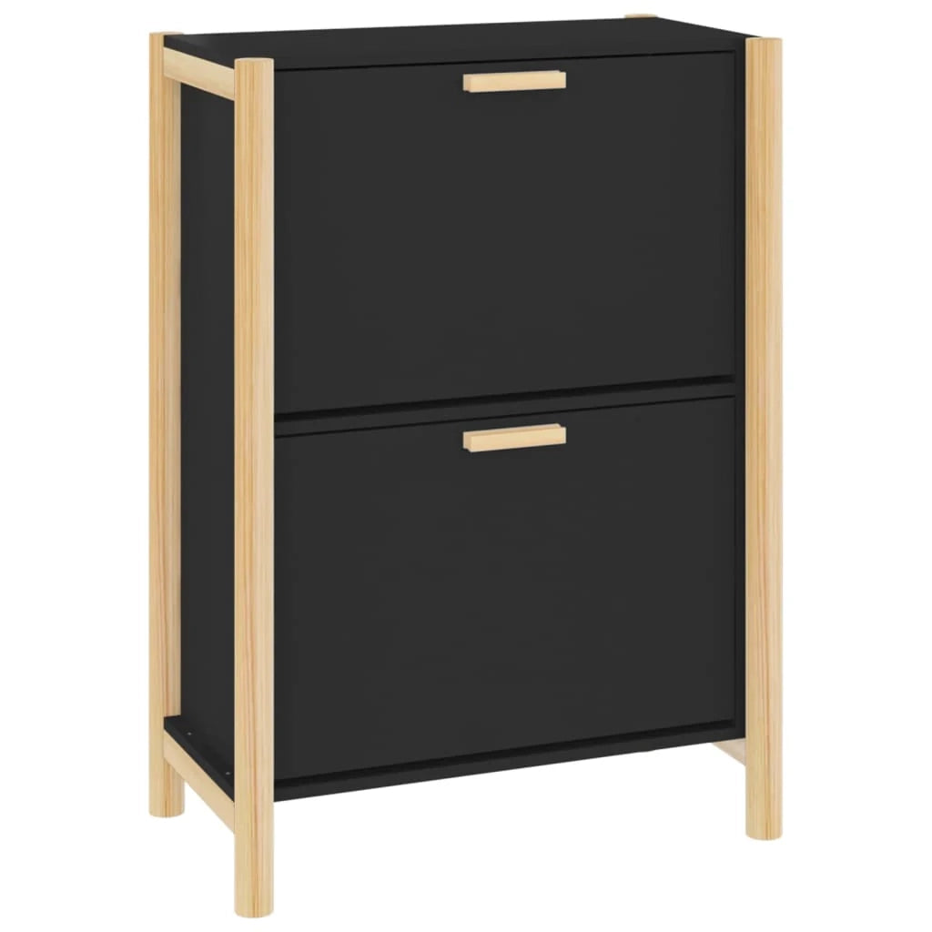 Scarpiera mobiletto portascarpe mobile per ingresso/corridoio/soggiorno 57,5 ​​x 33 x 80 cm legno ingegnerizzato nero 02_0021981