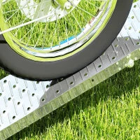 Rampa di Carico Pieghevole e Antiscivolo per Moto con Cinghia di Sicurezza, Acciaio, Argento