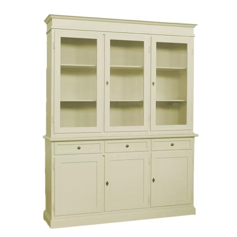 Cristalliera 3 porte legno shabby avorio 156x42x205 - Mobili 2G