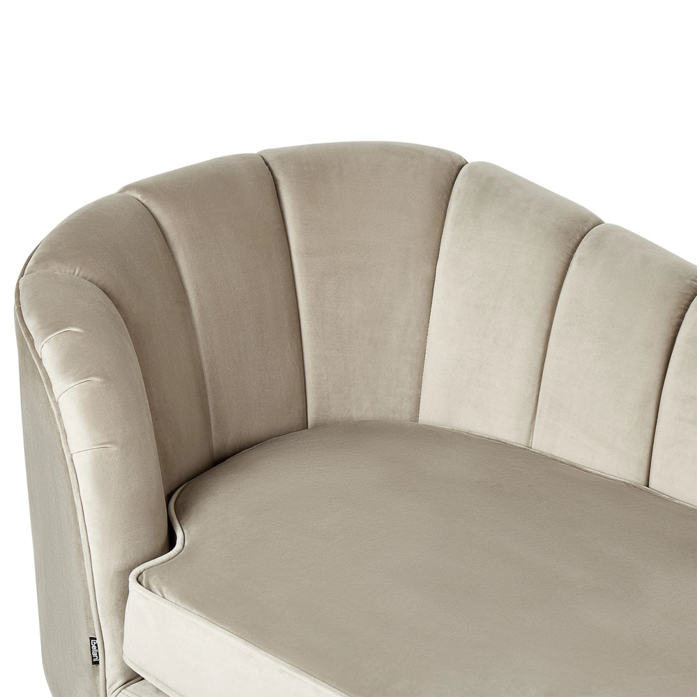 Chaise longue Velluto Beige Rivestimento Gambe In Metallo nero versione sinistra