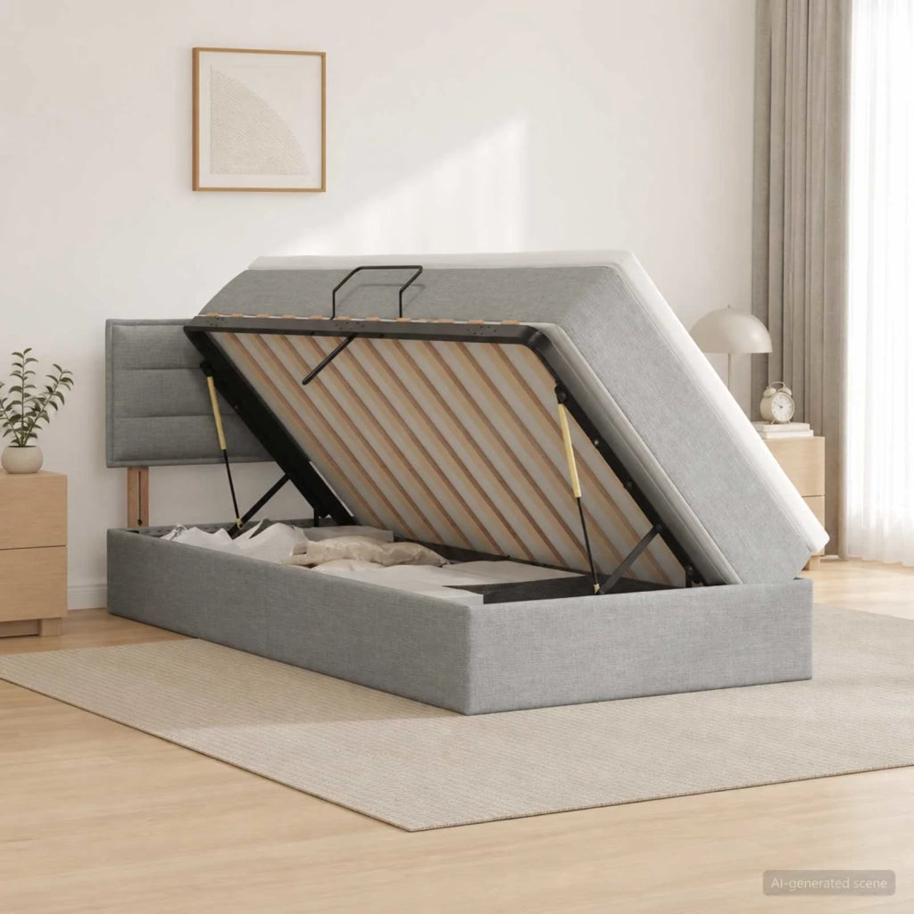 Letto con contenitore LED e materasso Grigio Chiaro 3458979