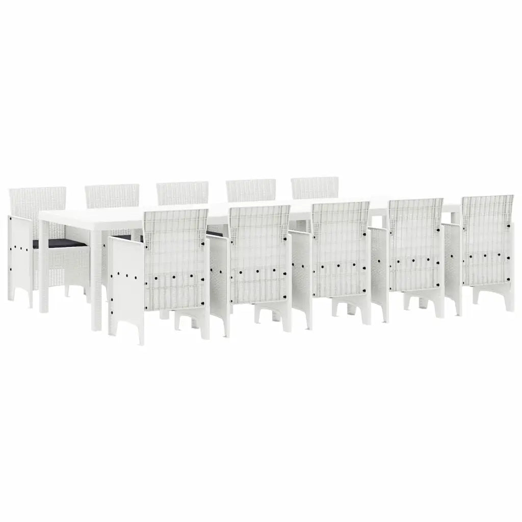 Set da Pranzo per Giardino con cuscino 11 pcs Bianco