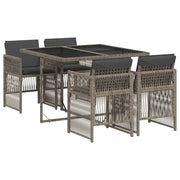 Set da Pranzo da Giardino 5 pz | Set Salotto da Giardino con Cuscini in Polyrattan Grigio