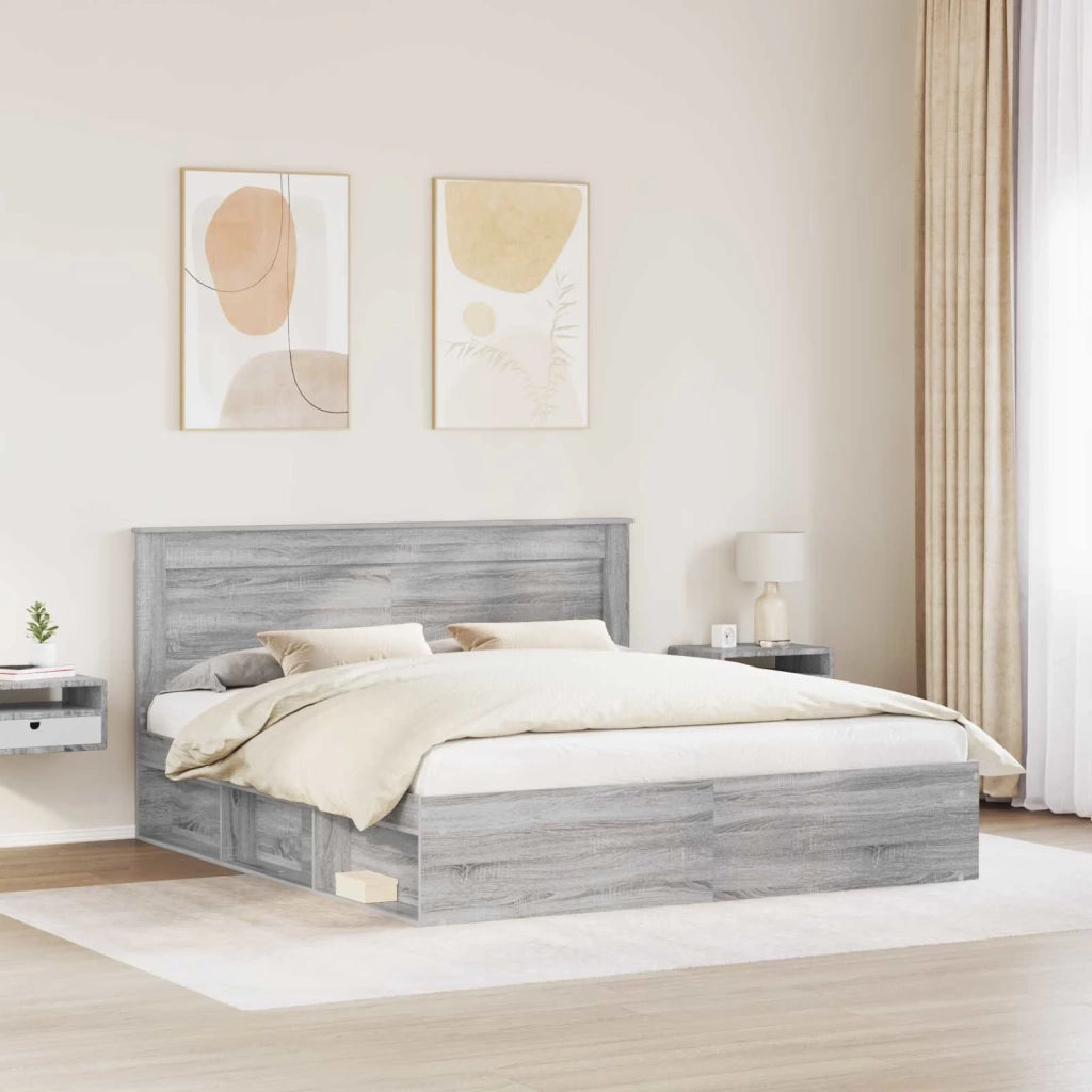 Struttura del letto Grigio Sonoma 200 x 200 cm Pino massello