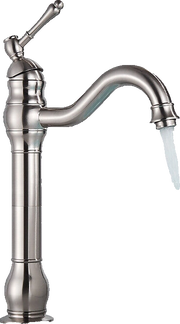 NALA | Rubinetto da bagno alto vintage Gastro in argento spazzolato |Retrò in acciaio inossidabile premium per lavabo alto | Miscelatore 2 connessioni