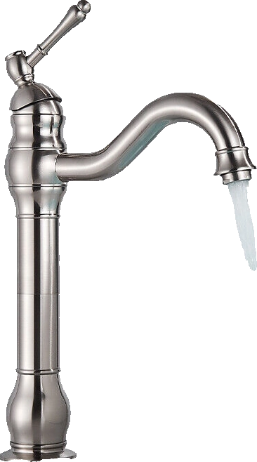 NALA | Rubinetto da bagno alto vintage Gastro in argento spazzolato |Retrò in acciaio inossidabile premium per lavabo alto | Miscelatore 2 connessioni