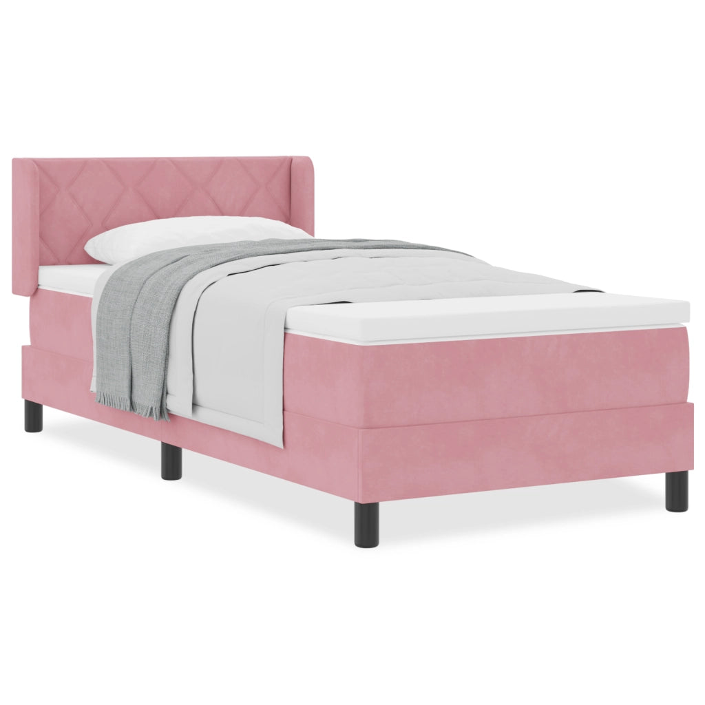 Letto Box Spring con Materasso Rosa 100x200 cm Velluto