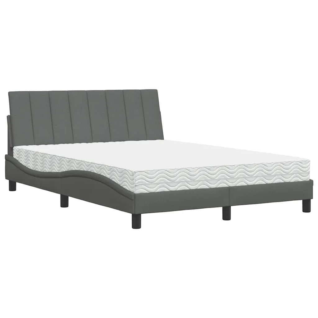 Letto con Materasso Hanko Grigio Scuro 140x200cm Tessuto 3310532