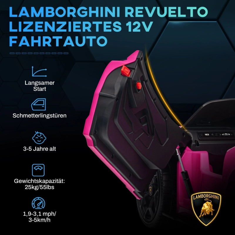 Macchina elettrica per bambini dai 3 ai 5 anni, guida fluida, telecomandata, con clacson, in plastica e metallo, rosa