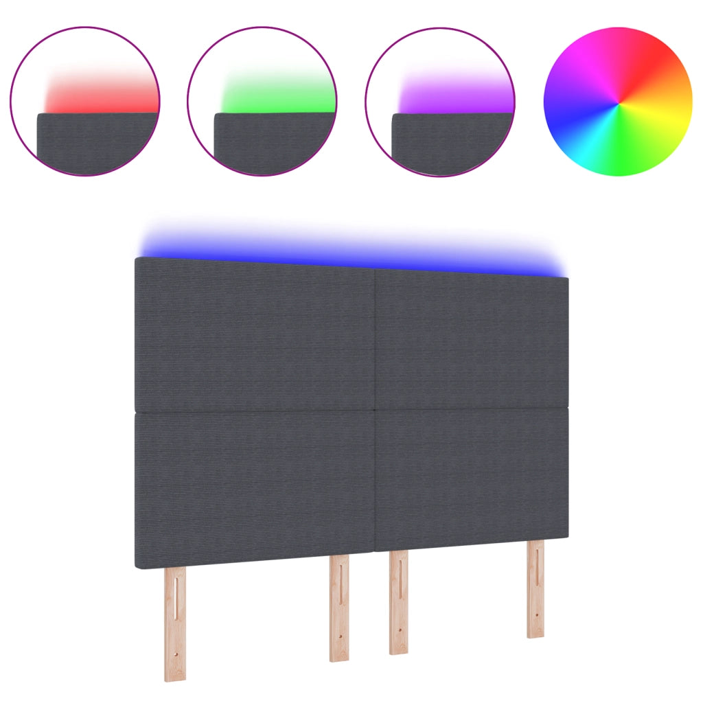 Testata LED  Grigia Scura 80 cm in Tessuto Corduroy