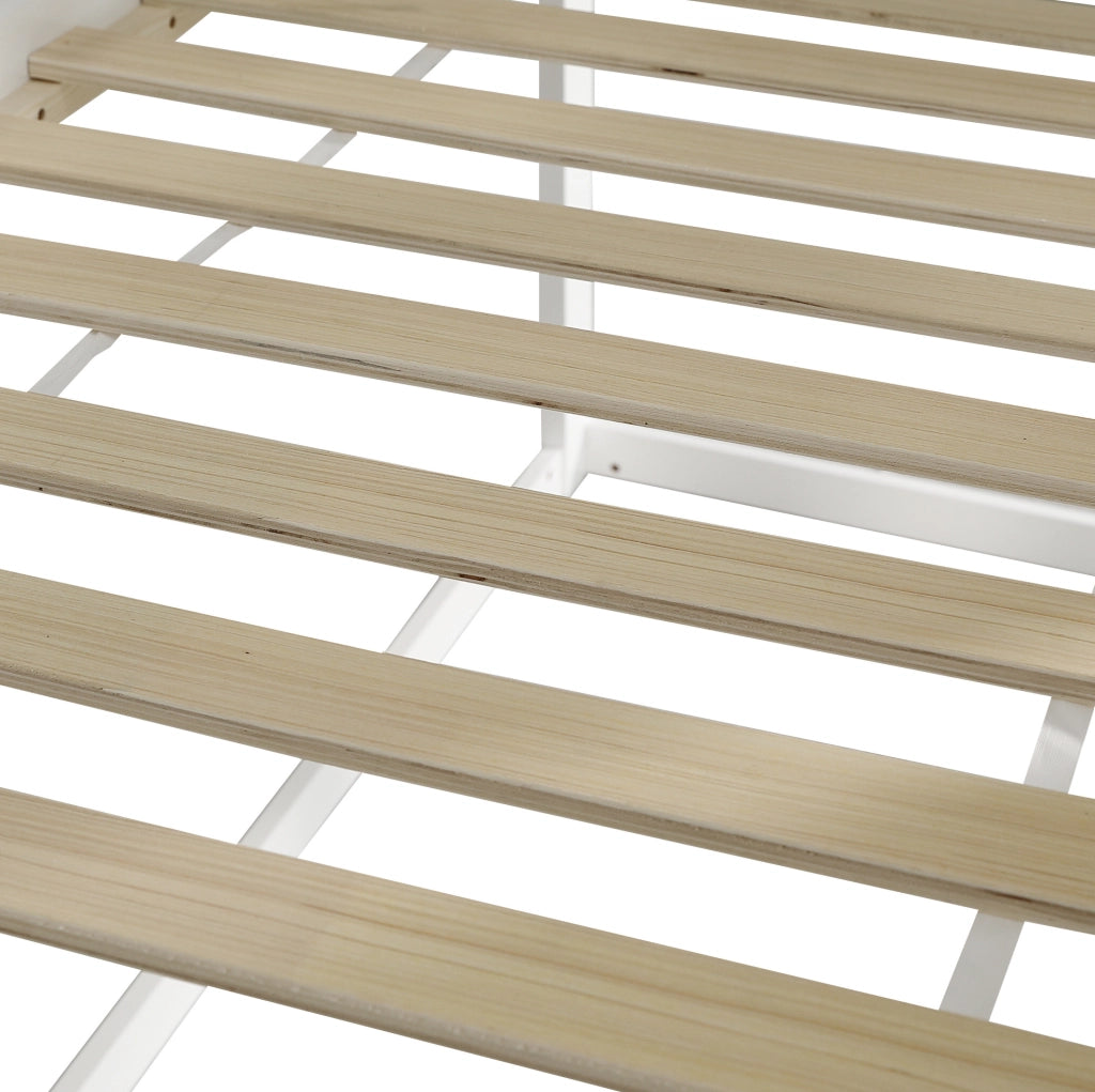Letto a soppalco 90x200 cm con scala e protezioni; finestre grigie bianco e grigio