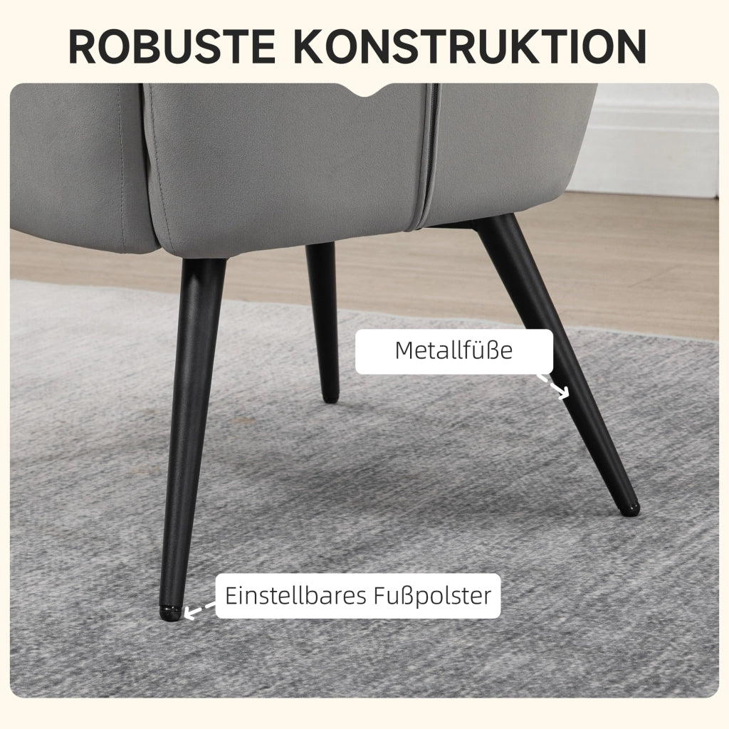 Poltrona relax con poggiapiedi ¨C zephmum ¨C 2 pezzi, grigio