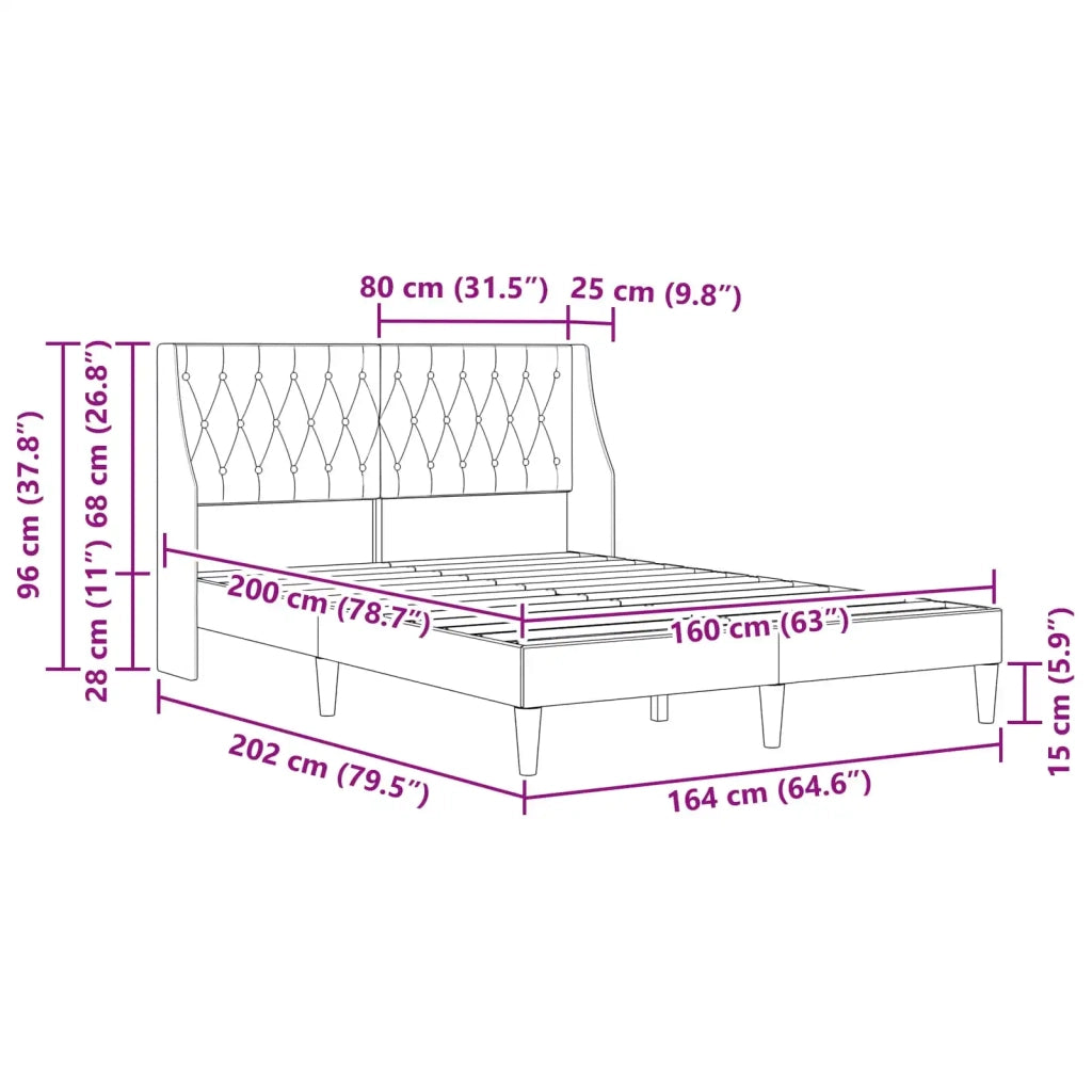Struttura del letto Grigio scuro 160 x 200 cm Velluto 42027437