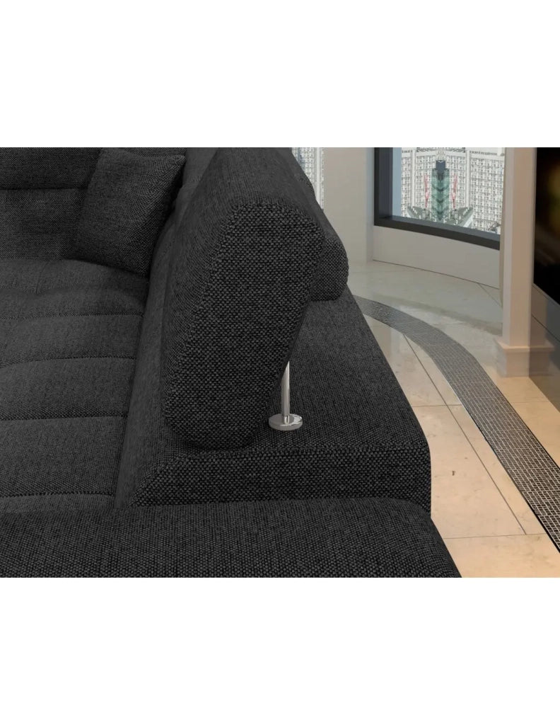 Divano letto ad angolo PALAZZO 4 posti grigio scuro - angolo destro con 1 cuscino
