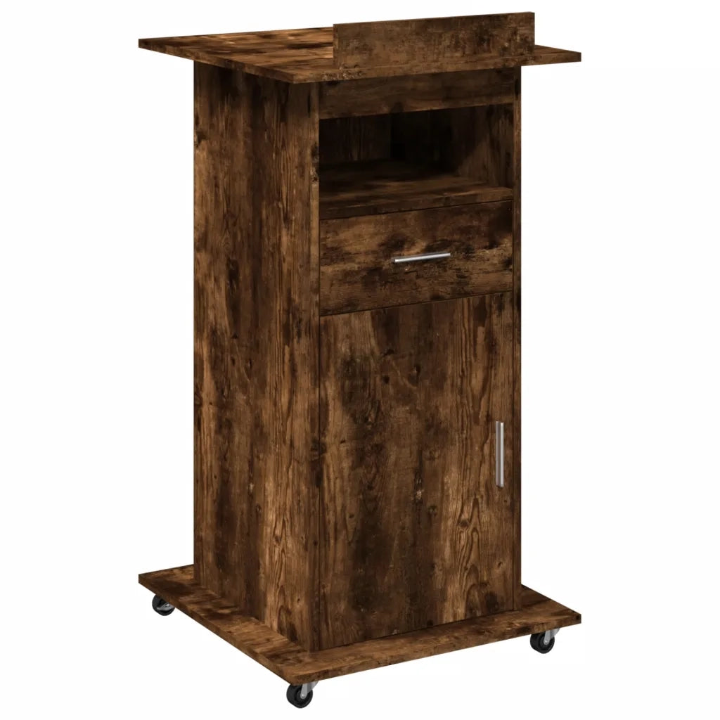 Leggio con Ruote e Cassetto Rovere Fumo 55x55x107cm Multistrato CFW4487663