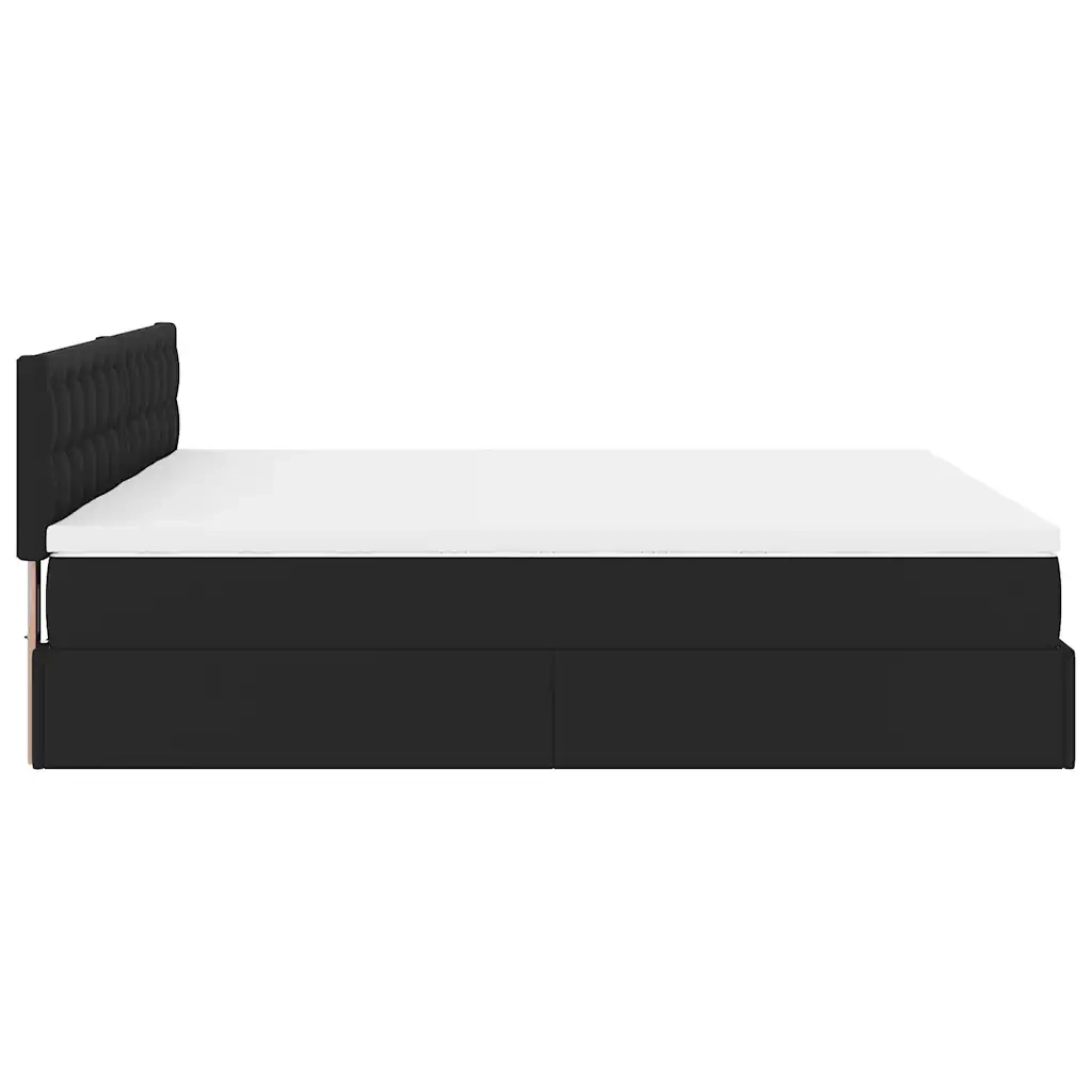 Struttura Letto Pouf con Materassi Nero 200x200 cm Similpelle