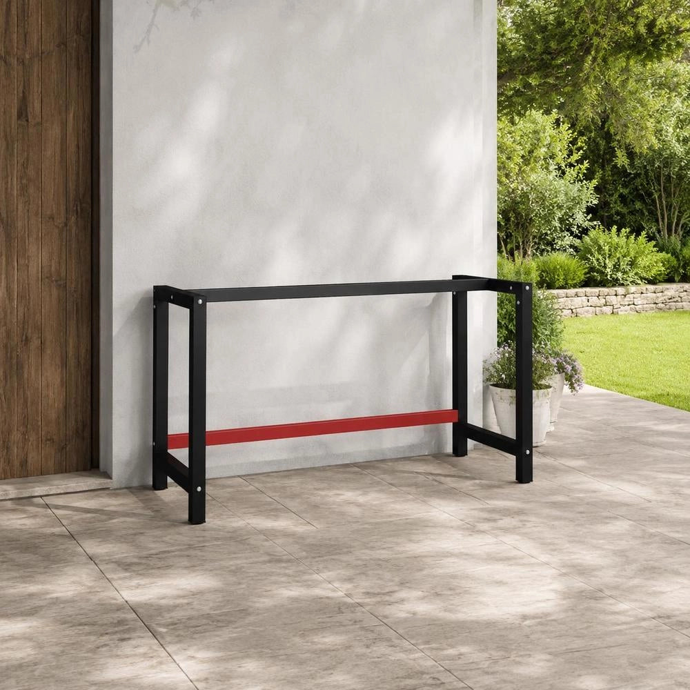 Metal Workbench Frame 150x57x79 Cm Black And Red