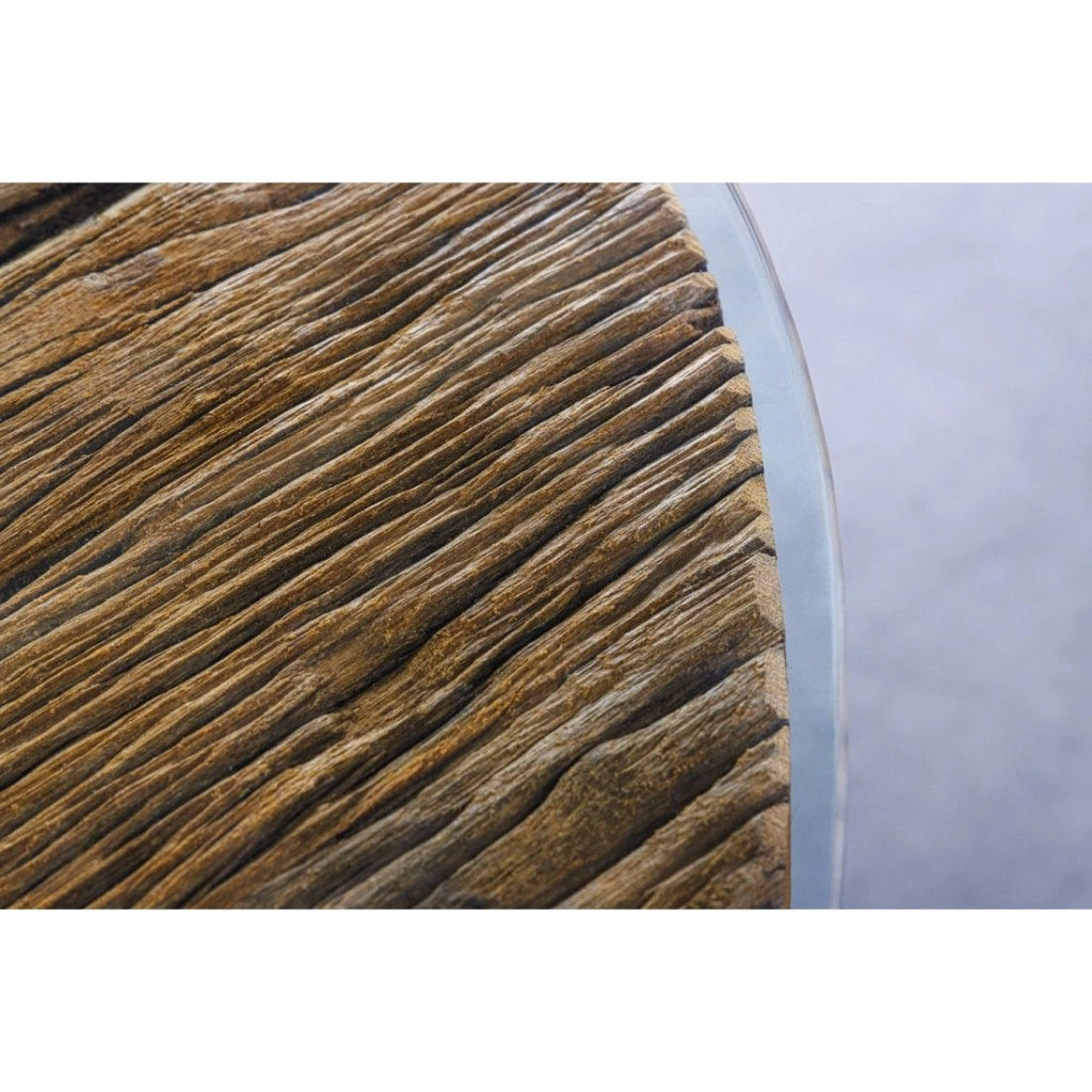 Table RAFTA 220 cm – Piano in teak massiccio, vetro temperato e struttura in acciaio cromato
