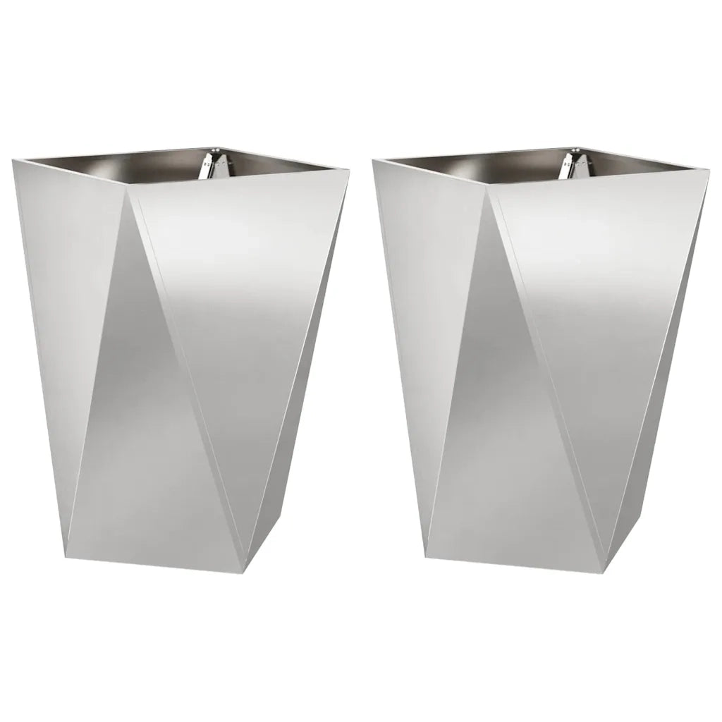 Fioriera 2 pcs Argento 50 x 50 x 75 cm Acciaio inossidabile