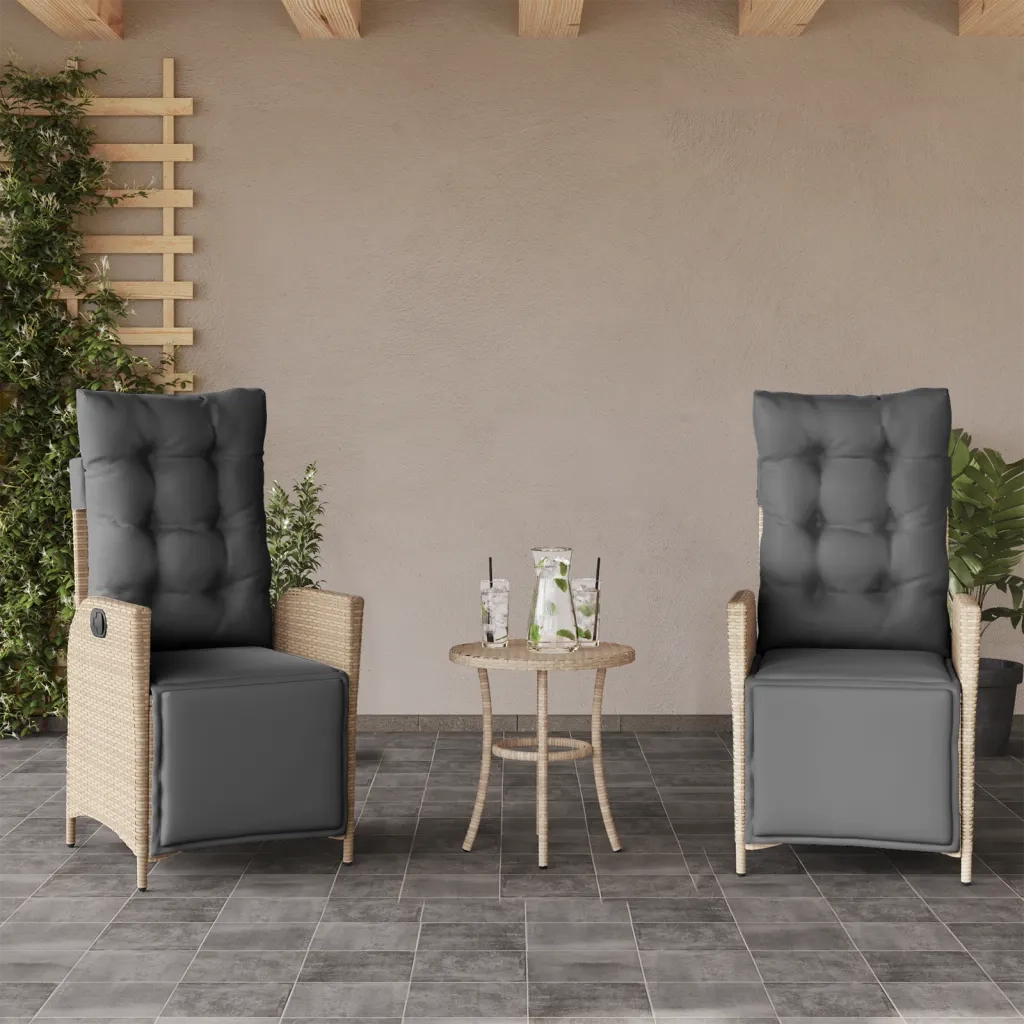 Sedie da Giardino Reclinabili 2 pz | Sedie da Esterno con Poggiapiedi Polyrattan