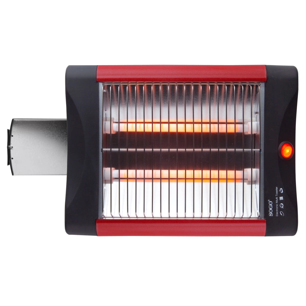 Tostapane piatto orizzontale per 2 fette, elementi riscaldanti al quarzo 300W, area tostatura 18x15cm cucina - SOGO