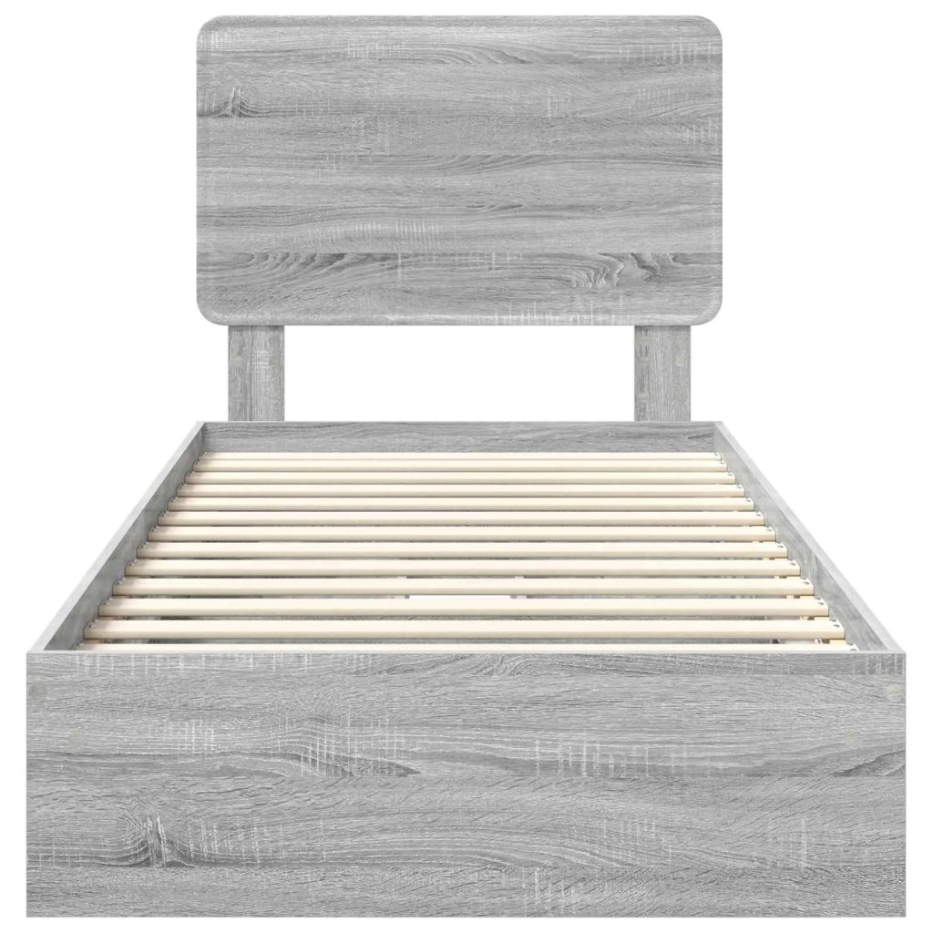 Letto con Contenitore con testiera Grigio Sonoma 90 x 190 cm