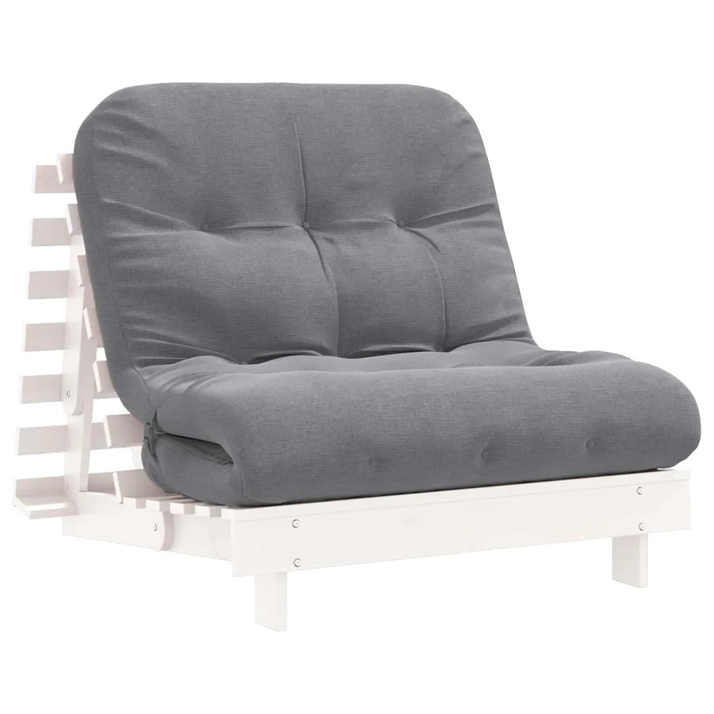 Divano Letto Futon con Materasso-Sofa Letto-Daybed Bianco 80x206x11cm Legno Pino
