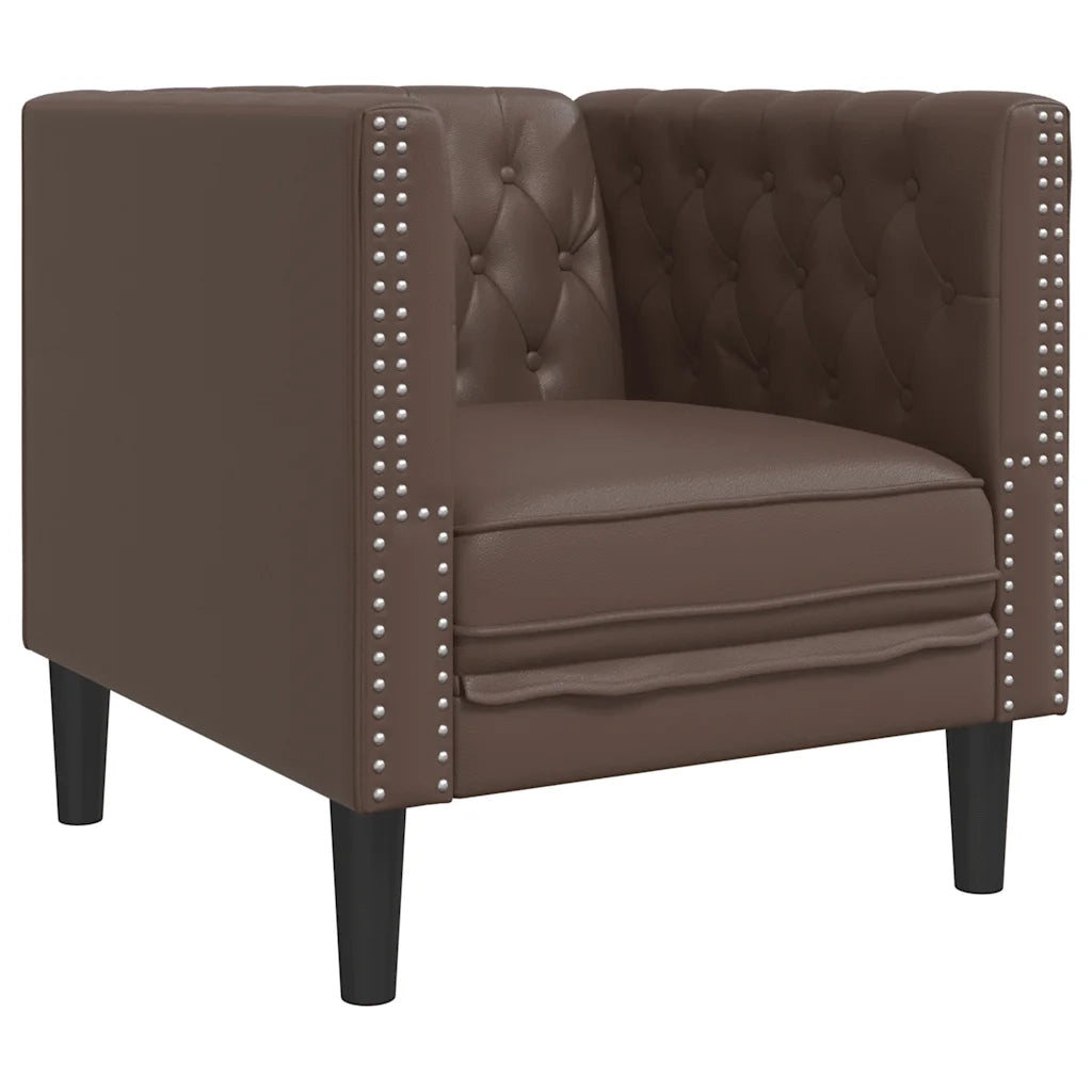 Divano Sedia-Poltrona Chesterfield Marrone in Similpelle