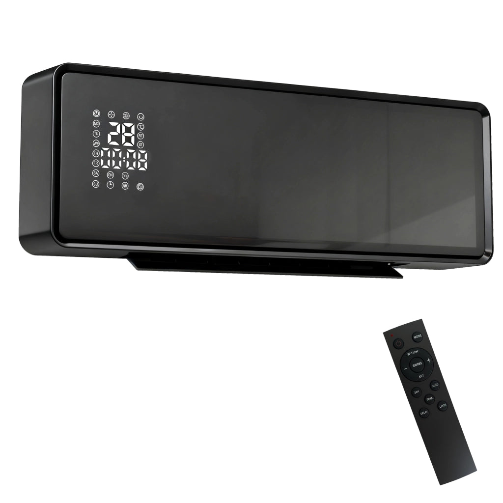 Stufa Ceramica 2000W a Parete con 3 Modalità Temperatura Regolabile Timer Telecomando Blocco Bambini Nero