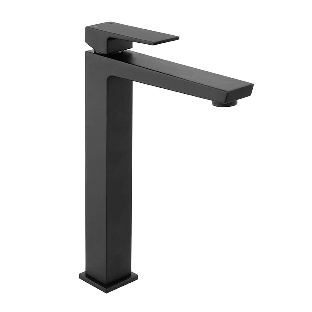 Set di rubinetti lavabo alto e bidet nero opaco con piletta Kubo
