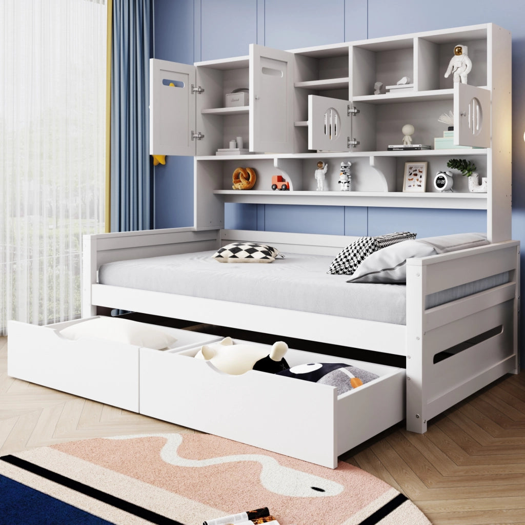 Letto multifunzione 90x200 cm con contenitore e cassetti