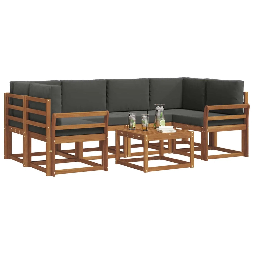 Set di divani da esterno con cuscino 7 pcs Naturale e Antracite