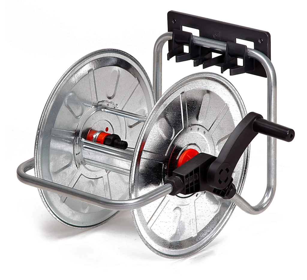 Avvolgitubo Manuale da Muro Portatile 50 mt Tubo Ø1/2” in Acciaio Zincato Grigio Agrati