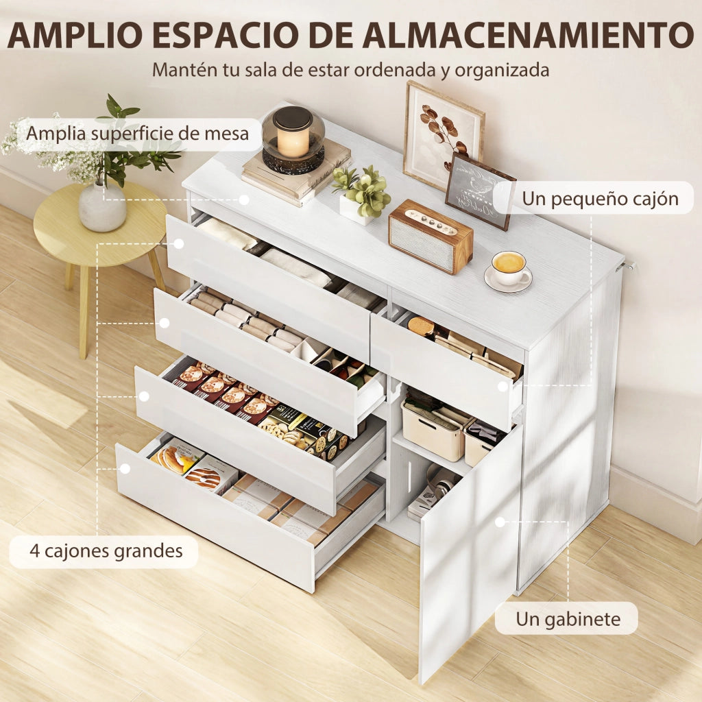 Armadio Bianco con Cassetti e Ripiani ¨C Zephmum ¨C 100x40x80 cm