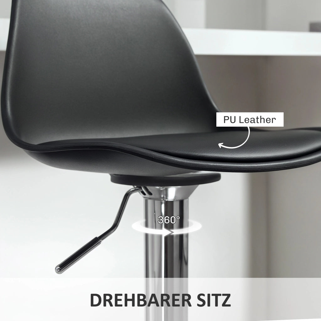 Set di 2 sgabelli da bar girevoli con schienale ¨C zephmum ¨C nero, altezza regolabile 82-104 cm