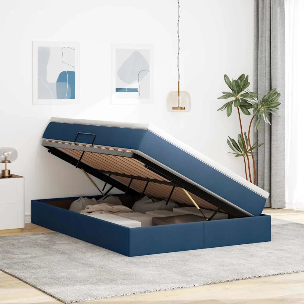 Letto con contenitore e materasso Blu 140 x 200 cm Poliestere 3370235