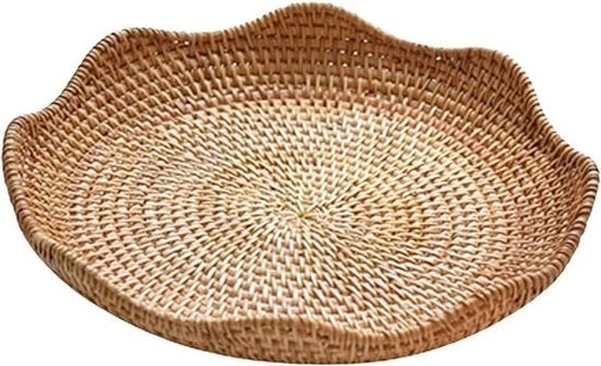 Scatola di lavoro multifunzionale a forma di loto in rattan