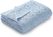 Coperta per neonati in cotone 100% - degenerevolmente intrecciata, ideale per neonati, 100 x 80 cm (blu)