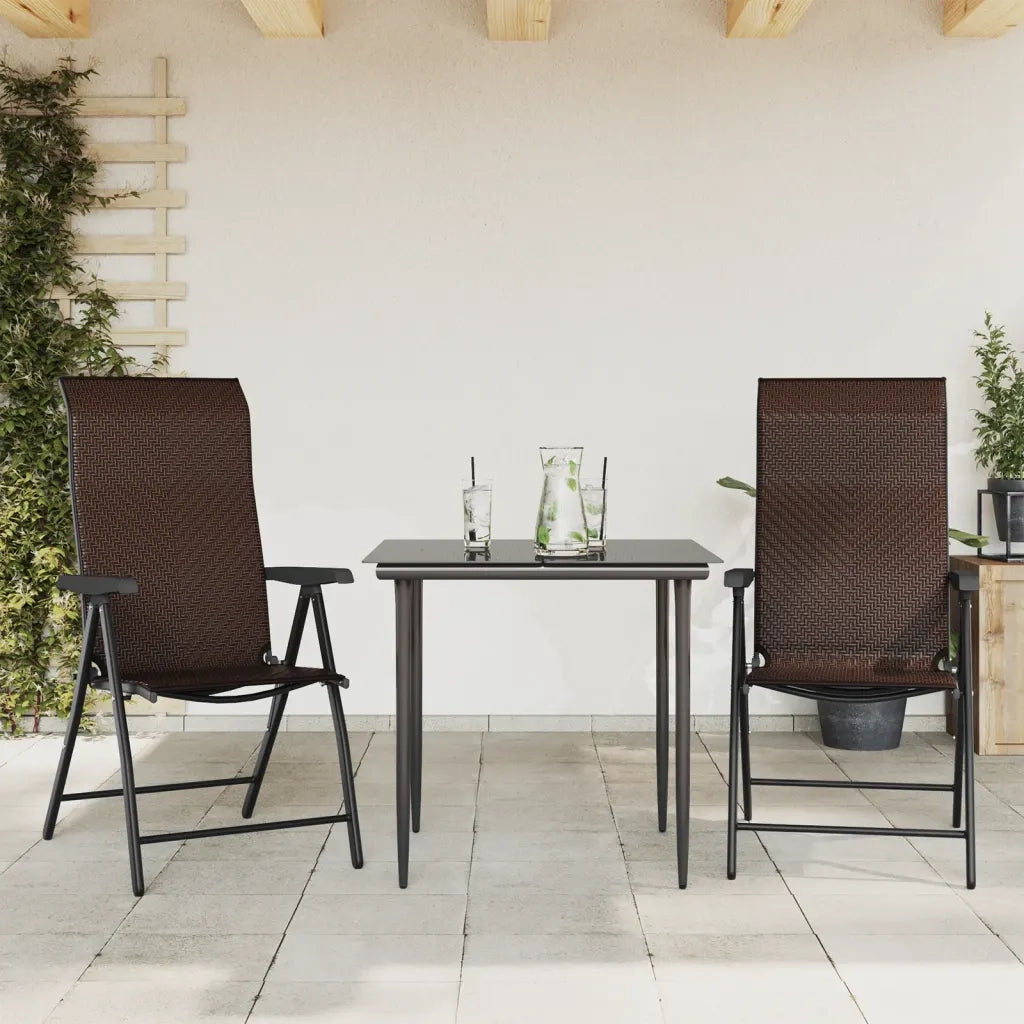 Sedie Pieghevoli da Giardino 2 pz | Sedie da Esterno Marroni in Polyrattan