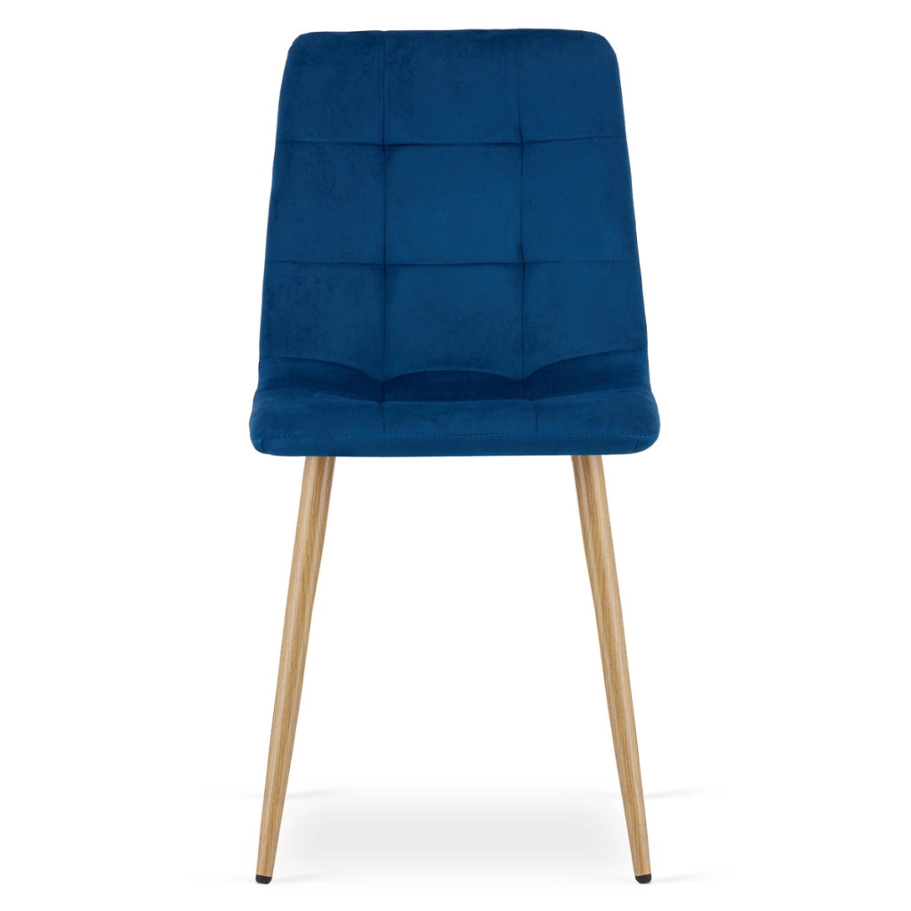 Set di 2 sedie Kara in velluto blu e gambe effetto legno