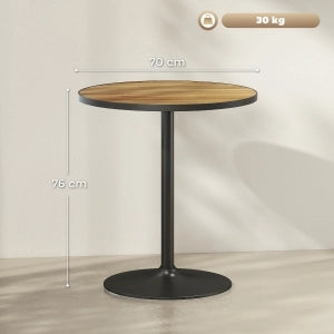 Tavolo rotondo da pranzo in legno per 2-4 persone con base stabile e bordo nero, per cucina e soggiorno, rovere Ø70 cm