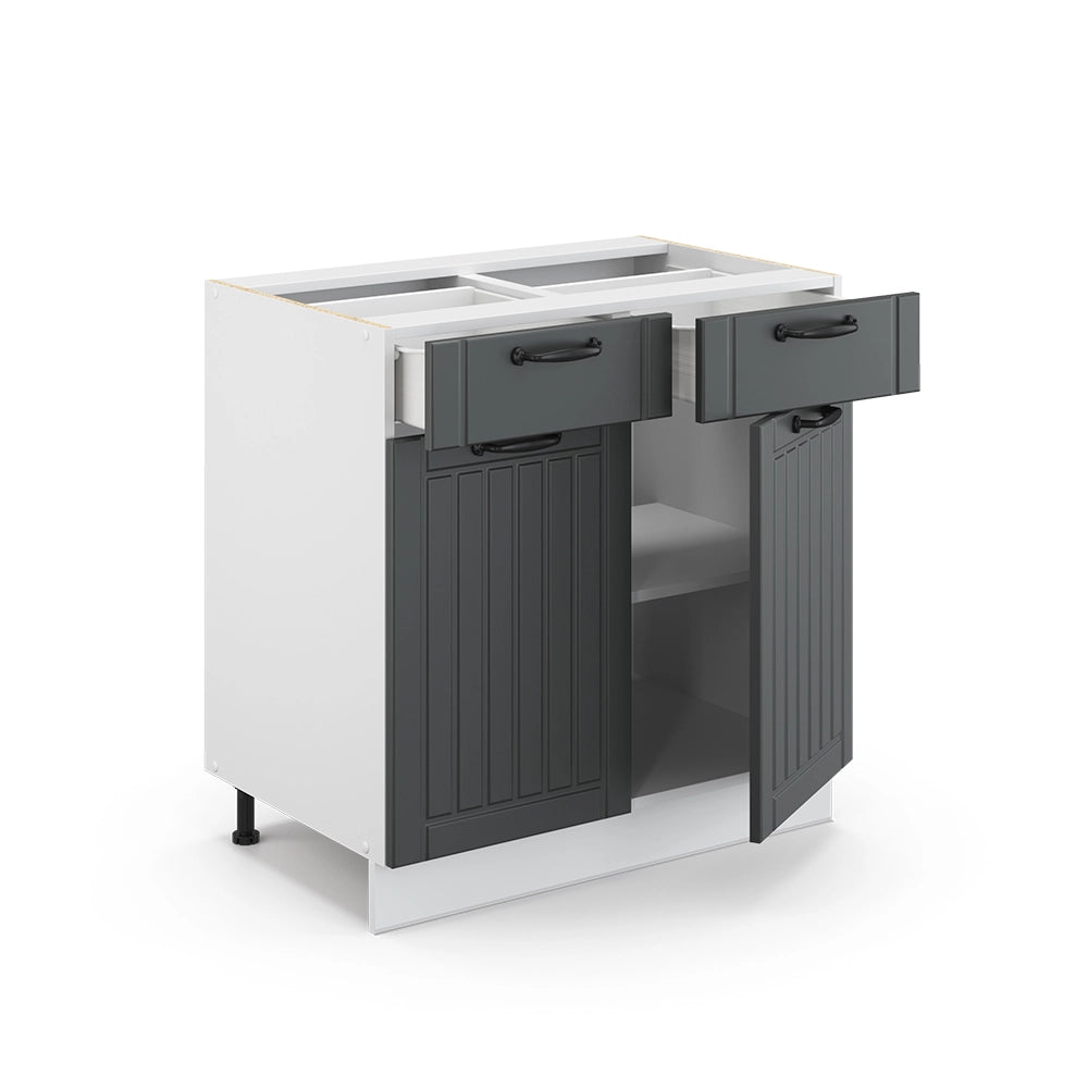 Mobiletto base per cucina Fame-Line Antracite rustico/Bianco 80 cm, PL Rovere Vicco