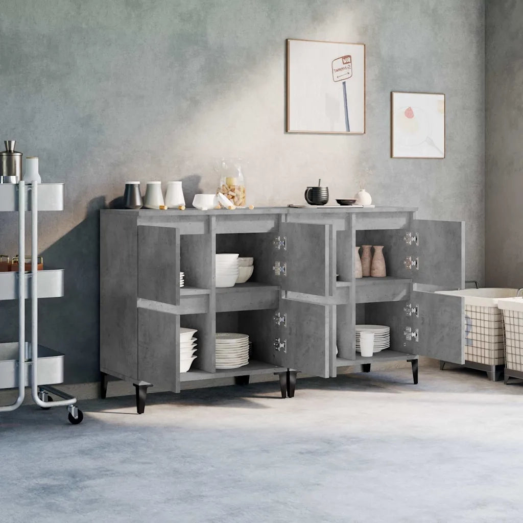 Credenze 2pz | Madia | Buffet da pranzo | Armadio da pranzo Grigio Cemento 60x35x70 cm in Legno Multistrato
